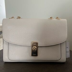 Coach Ivory Leather Shoulder Bag with Gold Accents